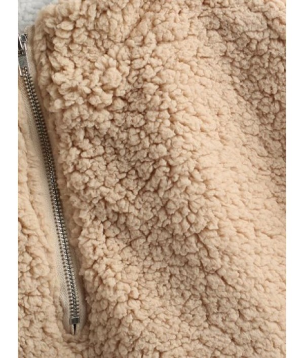 Quarter Zip Faux Shearling Teddy Hoodie