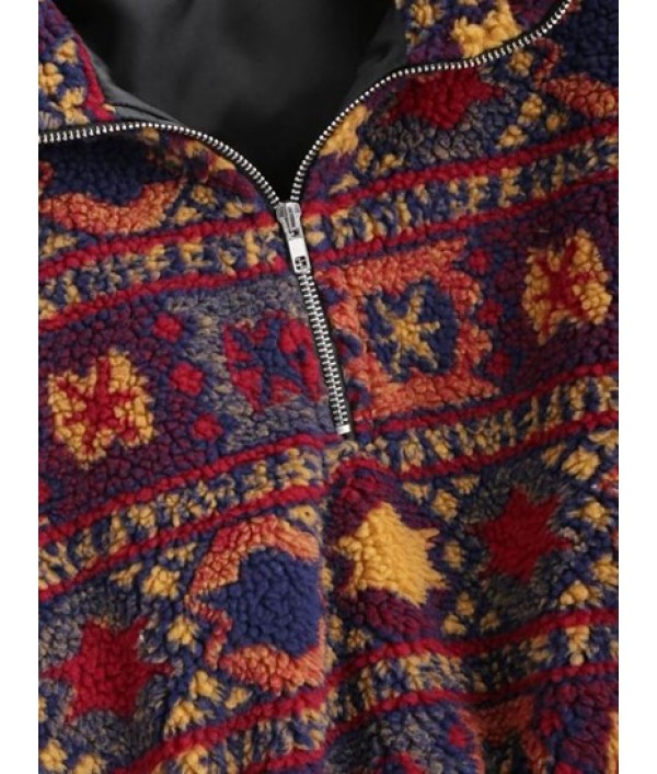 Christmas Snowflake Tribal Half Zip Teddy Sweatshirt Christmas Snowflake Tribal Half Zip Teddy Sweatshirt