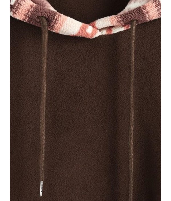 Geometric Print Fleece Elastic Cuff Hoodie