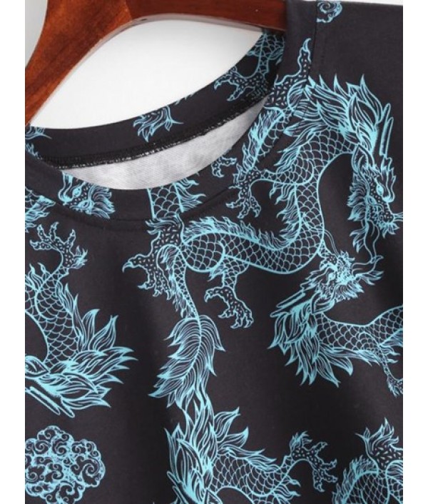 Drop Shoulder Dragon Oriental Sweatshirt Drop Shoulder Dragon Oriental Sweatshirt
