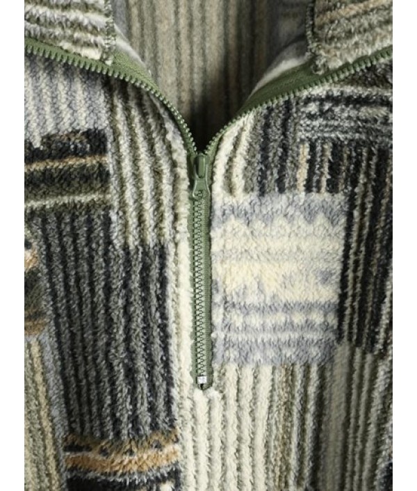 Aztec Print Drop Shoulder Half Zip Teddy Sweatshirt