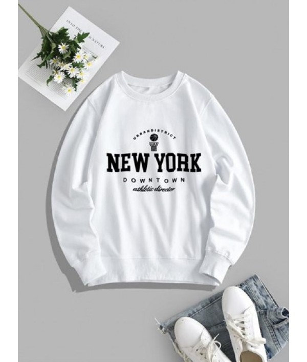 Graphic New York Print Pullover Sweatshirt Graphic New York Print Pullover Sweatshirt