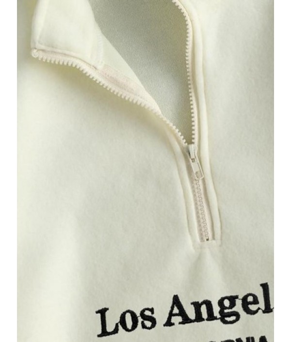Quarter Zip Los Angeles CALIFORNIA Embroidered Sweatshirt