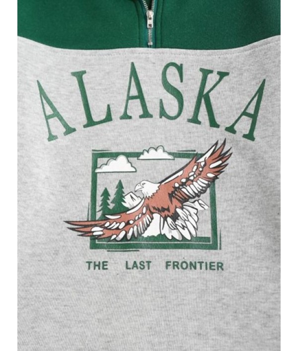 Fleece Lined ALASKA Graphic Quarter Zip Sweatshirt Fleece Lined ALASKA Graphic Quarter Zip Sweatshirt