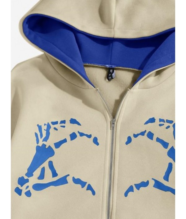 Halloween Skeleton Hands Zip Fleece Hoodie