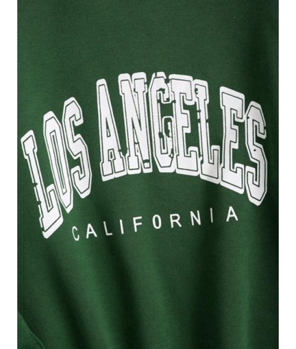 Flocking Lined Los Angeles Print Drop Shoulder Sweatshirt Flocking Lined Los Angeles Print Drop Shoulder Sweatshirt