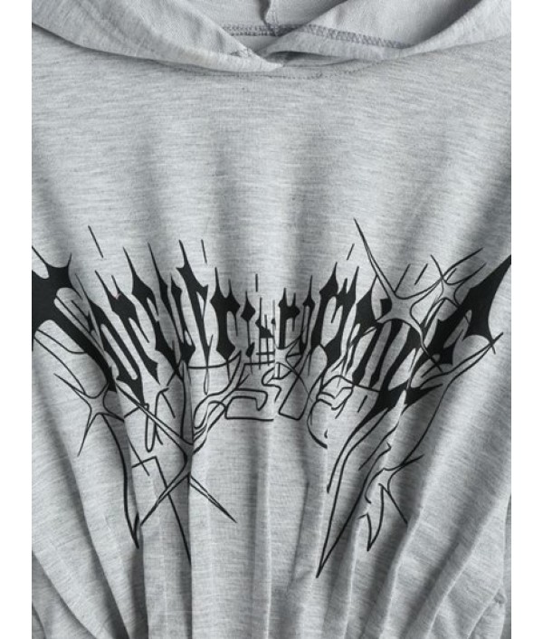 Letter Graphic Pintuck Corset Style Hoodie Letter Graphic Pintuck Corset Style Hoodie