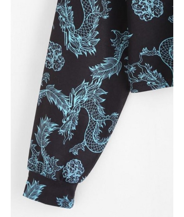 Drop Shoulder Dragon Oriental Sweatshirt Drop Shoulder Dragon Oriental Sweatshirt