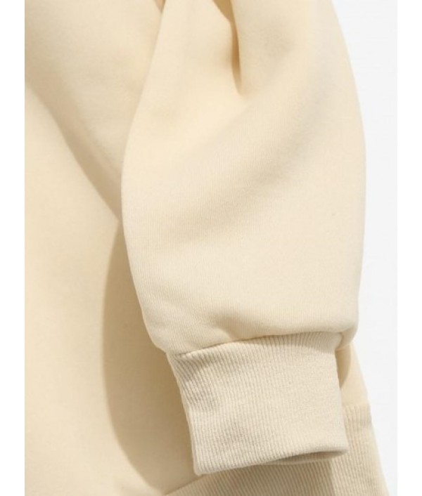 Letter Butterfly Print Thermal Lined Sweatshirt