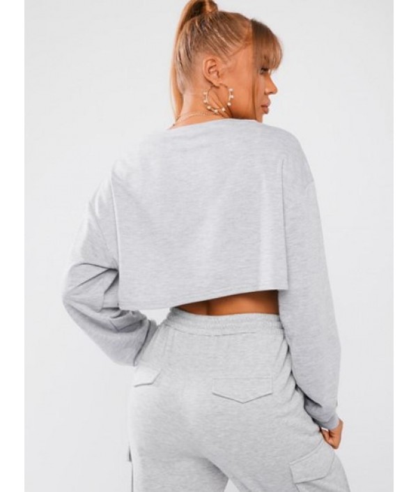 Drop Shoulder Extreme Crop Sweatshirt With Camisole