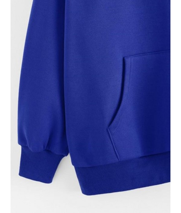 Kangaroo Pocket Letter Print Oversized Hoodie