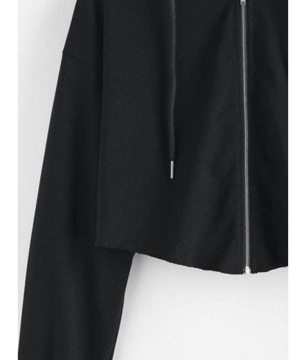 Raw Hem Zip Up Cropped Hoodie Raw Hem Zip Up Cropped Hoodie