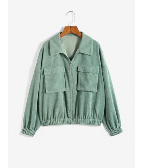 Corduroy Pocket Drop Shoulder Jacket