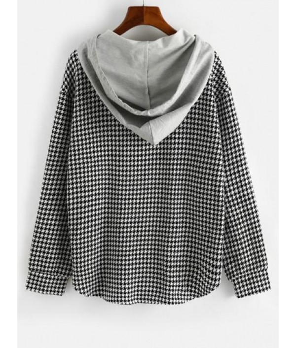 Houndstooth Button Up Combo Jacket Houndstooth Button Up Combo Jacket