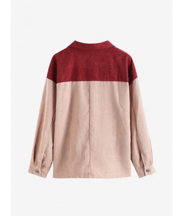 Colorblock Drop Shoulder Corduroy Shacket Colorblock Drop Shoulder Corduroy Shacket