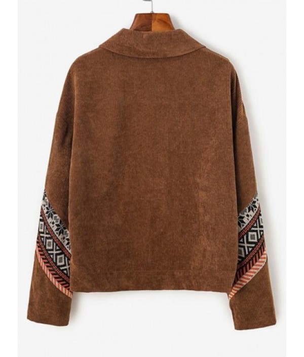 Corduroy Geometric Drop Shoulder Jacket Corduroy Geometric Drop Shoulder Jacket