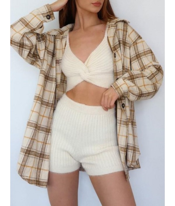 Boyish Checked Wool Blend Coat Boyish Checked Wool Blend Coat