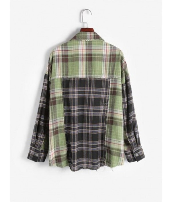 Contrast Plaid Front Pocket Button Down Shirt Contrast Plaid Front Pocket Button Down Shirt