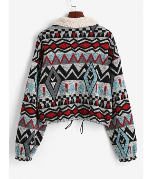 Faux Fur Insert Geometry Print Jacket Faux Fur Insert Geometry Print Jacket