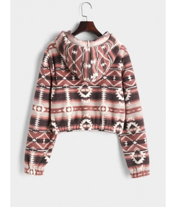 Faux Fur Aztec Hooded Coat Faux Fur Aztec Hooded Coat