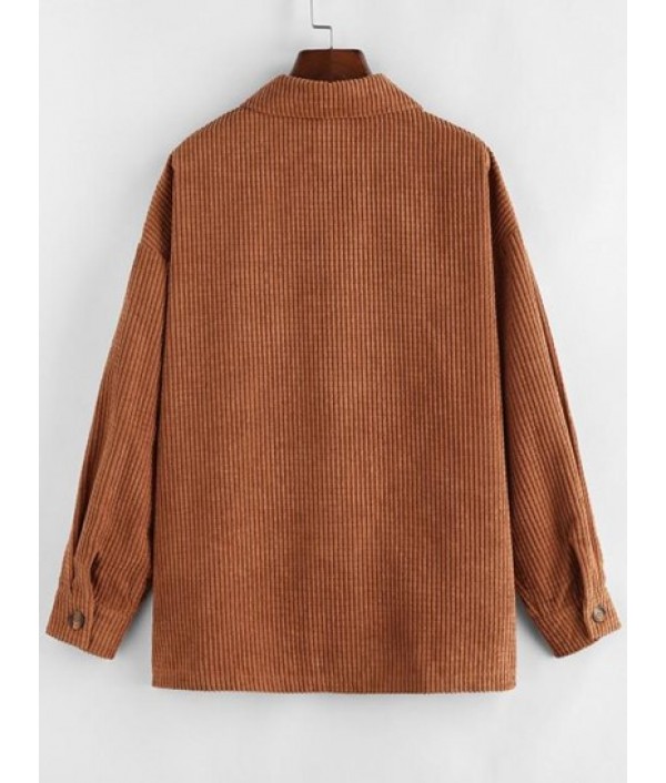 Corduroy Chest Pocket Drop Shoulder Shacket Corduroy Chest Pocket Drop Shoulder Shacket