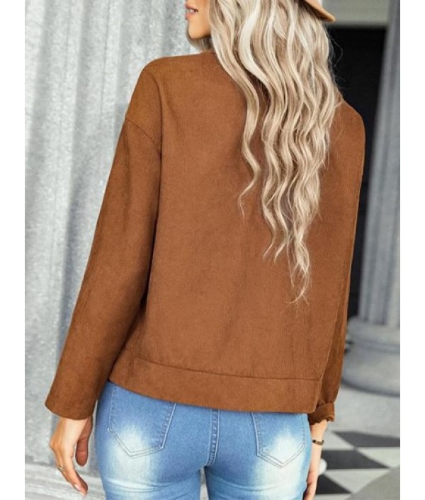 Flap Detail Button Up Corduroy Jacket Flap Detail Button Up Corduroy Jacket