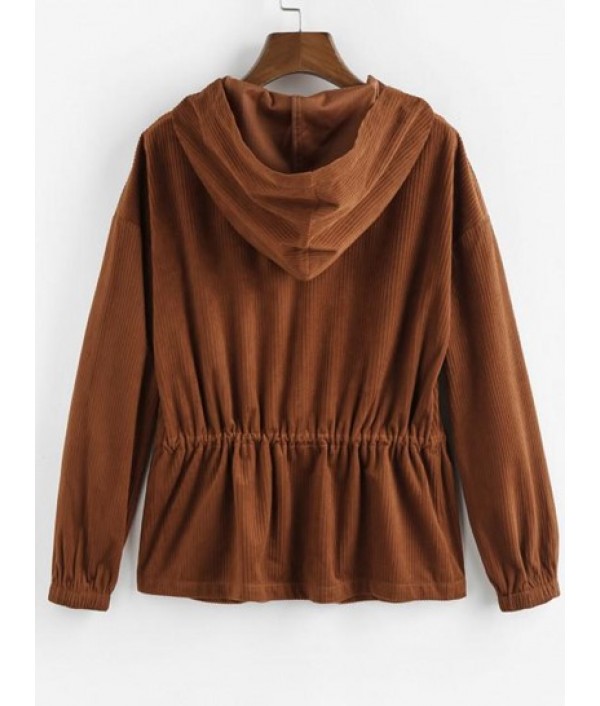 Drawstring Zip Up Corduroy Jacket Drawstring Zip Up Corduroy Jacket