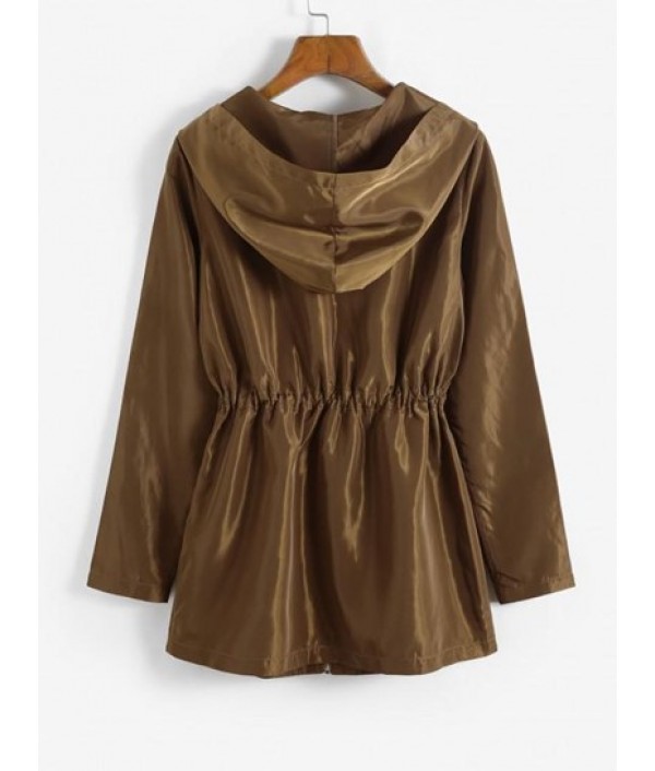 Drawstring Hooded Zip Up Jacket Drawstring Hooded Zip Up Jacket