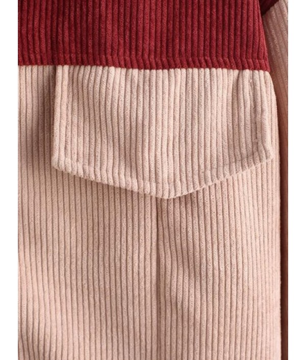 Colorblock Drop Shoulder Corduroy Shacket Colorblock Drop Shoulder Corduroy Shacket