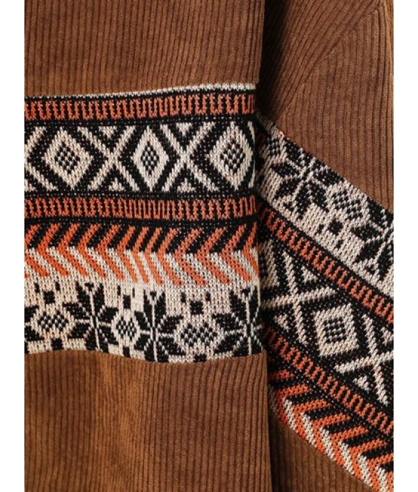 Corduroy Geometric Drop Shoulder Jacket Corduroy Geometric Drop Shoulder Jacket