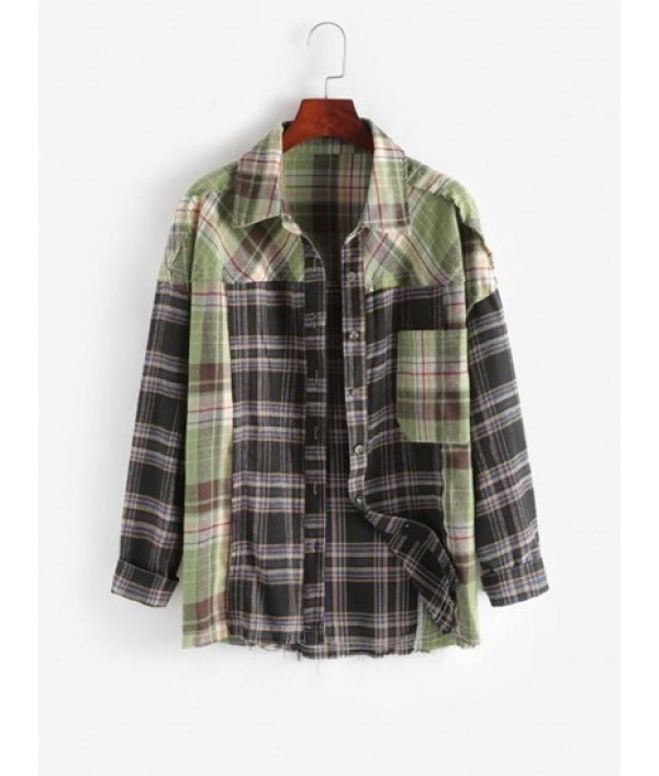 Contrast Plaid Front Pocket Button Down Shirt Contrast Plaid Front Pocket Button Down Shirt