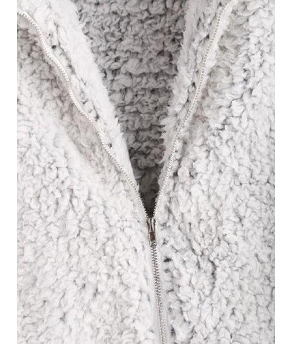 Pockets Fluffy Faux Fur Teddy Coat Pockets Fluffy Faux Fur Teddy Coat