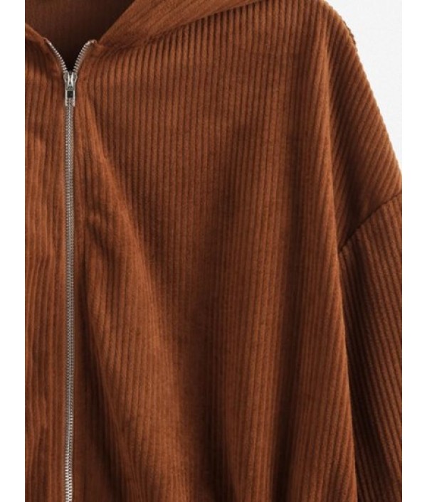 Drawstring Zip Up Corduroy Jacket Drawstring Zip Up Corduroy Jacket