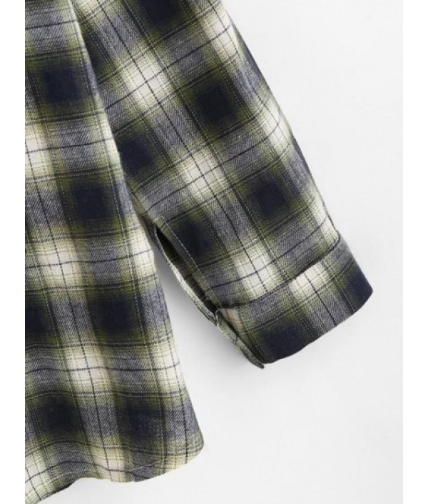 Hooded Checked Front Pocket Jacket Hooded Checked Front Pocket Jacket