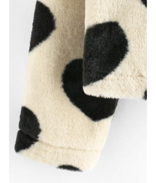 Faux Fur Heart Pattern Fuzzy Coat Faux Fur Heart Pattern Fuzzy Coat