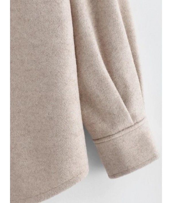 Drop Shoulders Double Pockets Button Up Coat Drop Shoulders Double Pockets Button Up Coat