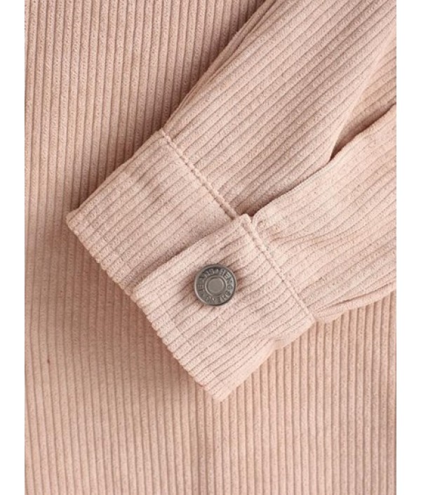 Colorblock Drop Shoulder Corduroy Shacket Colorblock Drop Shoulder Corduroy Shacket