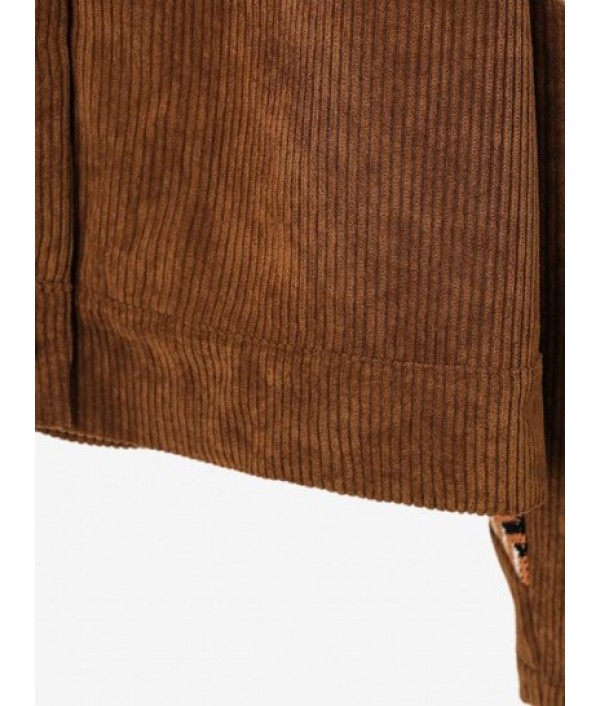 Corduroy Geometric Drop Shoulder Jacket Corduroy Geometric Drop Shoulder Jacket
