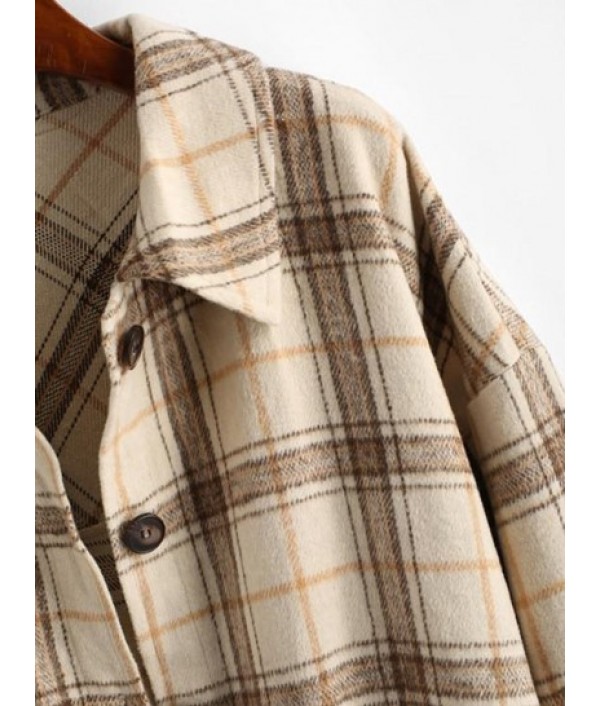 Boyish Checked Wool Blend Coat Boyish Checked Wool Blend Coat