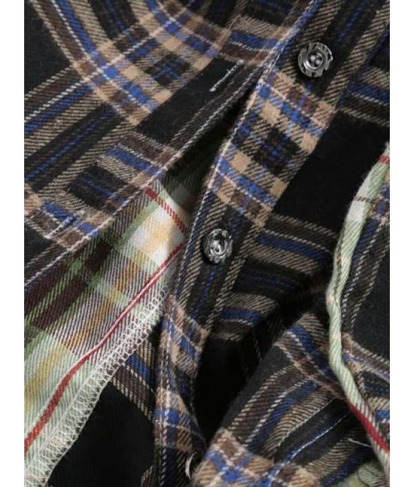 Contrast Plaid Front Pocket Button Down Shirt Contrast Plaid Front Pocket Button Down Shirt