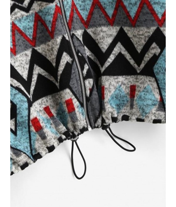 Faux Fur Insert Geometry Print Jacket Faux Fur Insert Geometry Print Jacket