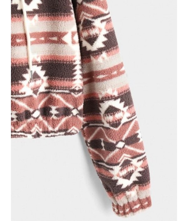 Faux Fur Aztec Hooded Coat Faux Fur Aztec Hooded Coat