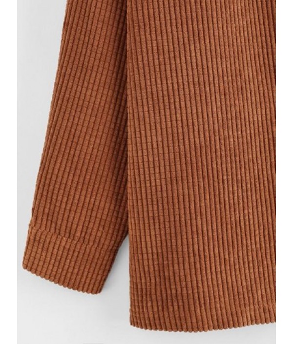 Corduroy Chest Pocket Drop Shoulder Shacket Corduroy Chest Pocket Drop Shoulder Shacket