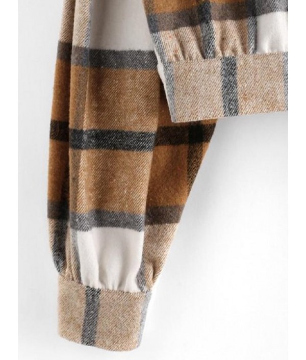 Plaid Flap Detail Drop Shoulder Jacket Plaid Flap Detail Drop Shoulder Jacket