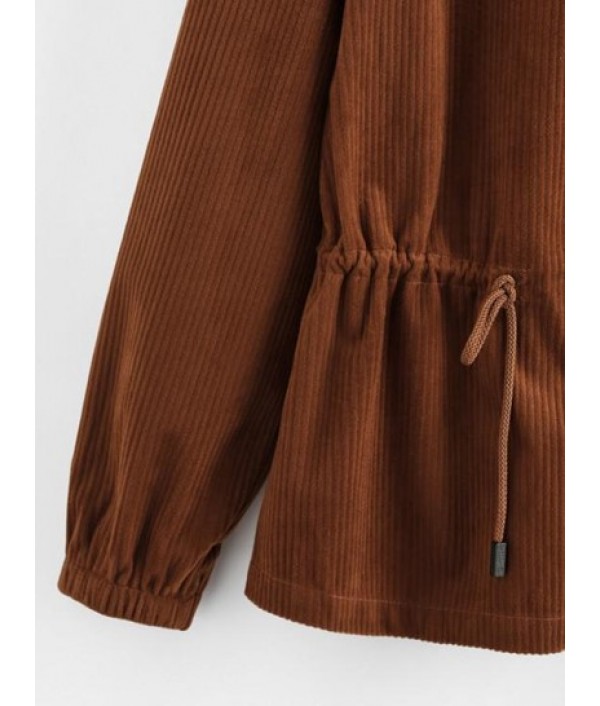 Drawstring Zip Up Corduroy Jacket Drawstring Zip Up Corduroy Jacket